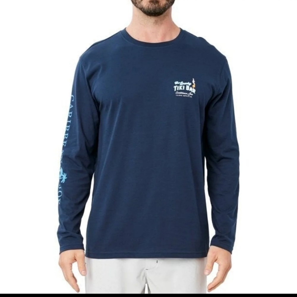 CARIBBEAN JOE THE SNEAKY TIKI BAR LONG SLEEVE T-SHIRT XL Navy BNWT SO